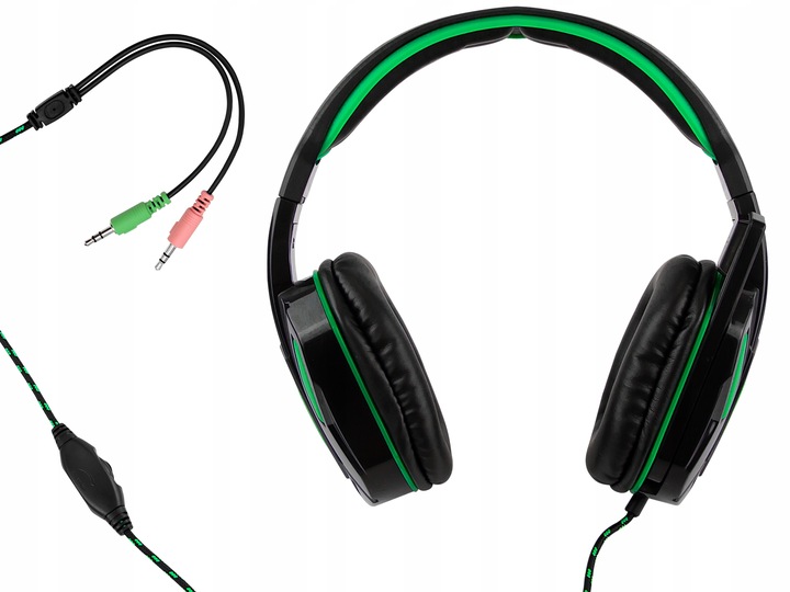 SŁUCHAWKI DLA GRACZY GAMINGOWE Z MIKROFONEM NAUSZNE JACK DŁUGI KABEL SUWAK