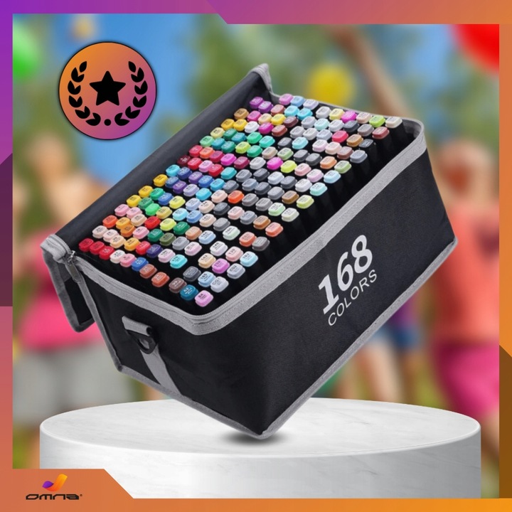 Markery alkoholowe flamastry mazaki pisaki dwustronne touch podstawka 168