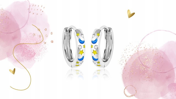 Srebrne kolczyki kółeczka dla dziewczynki dzieci zatrzask srebro rodowane