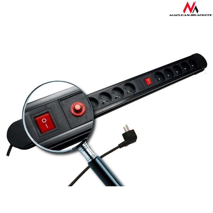 PRZEDŁUŻACZ LISTWA ZASILAJĄCA 10 GNIAZD 1,5m KABEL AUTOMATYCZNY BEZPIECZNIK