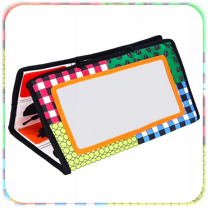 KSIĄŻECZKA KONTRASTOWA DLA NIEMOWLĄT Z Lusterkiem Sensoryczna Składana 0+