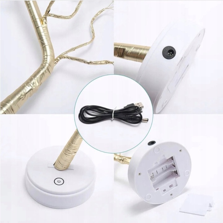 DRZEWKO ŚWIĄTECZNE OZDOBNE ŚWIECĄCE LED 50 CM LAMPKA NOCNA DEKORACJA USB