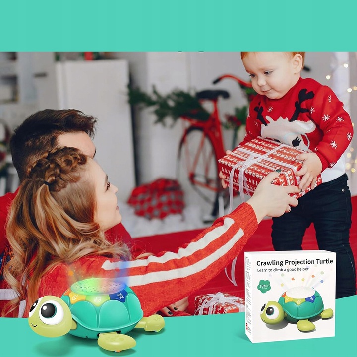 UCIEKAJĄCY PEŁZAJĄCY żółw INTERAKTYWNA ZABAWKA CHODZĄCY MUZYKA i projekcją