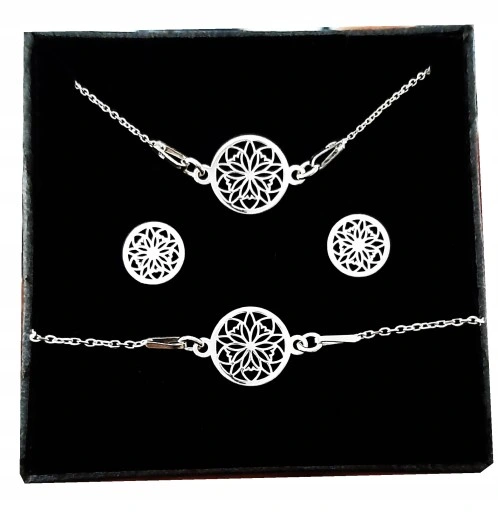 KOMPLET BIŻUTERII SREBRNEJ 925 CELEBRYTKA AŻUR DOWOLNY GRAWER GRATIS SREBRO