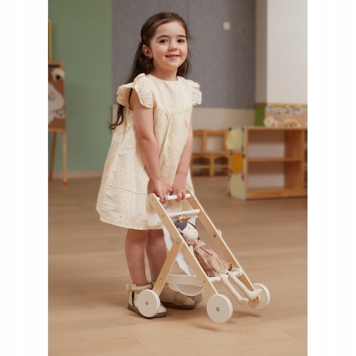 VIGA 44236 PolarB Solidny Designerski Drewniany Wózek dla Lalek Gwiazdki