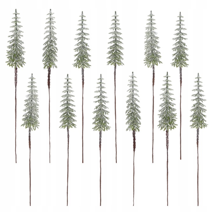 Mini choinki na druciku 44 cm ozdoby do stroika dekoracje świąteczne 12 szt