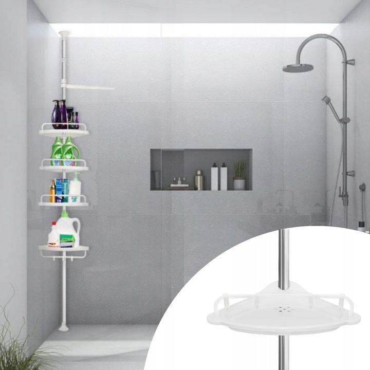 PÓŁKA ŁAZIENKOWA NAROŻNA POD PRYSZNIC TELESKOPOWA DO ŁAZIENKI KOSMETYK 305c