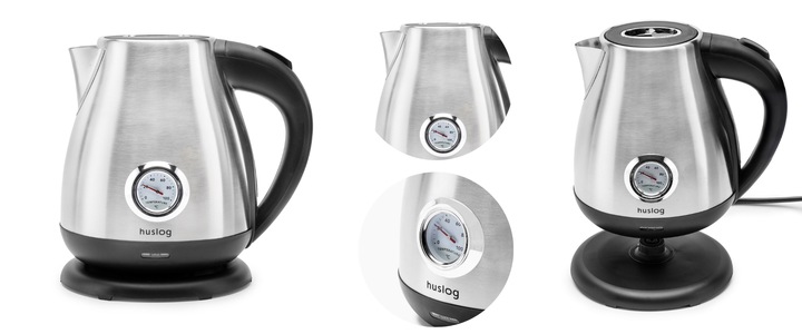 CZAJNIK ELEKTRYCZNY BEZPRZEWODOWY 2200W MOCNY 1,7L SREBRNY RETRO Huslog