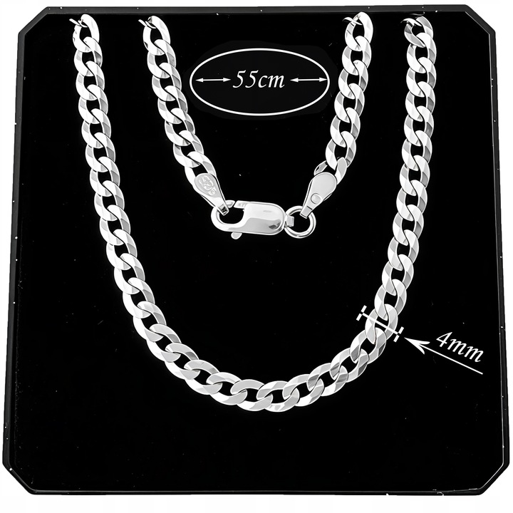 Łańcuszek męski srebrny pancerka 4 mm 55 cm srebro 925 dedykacja na prezent