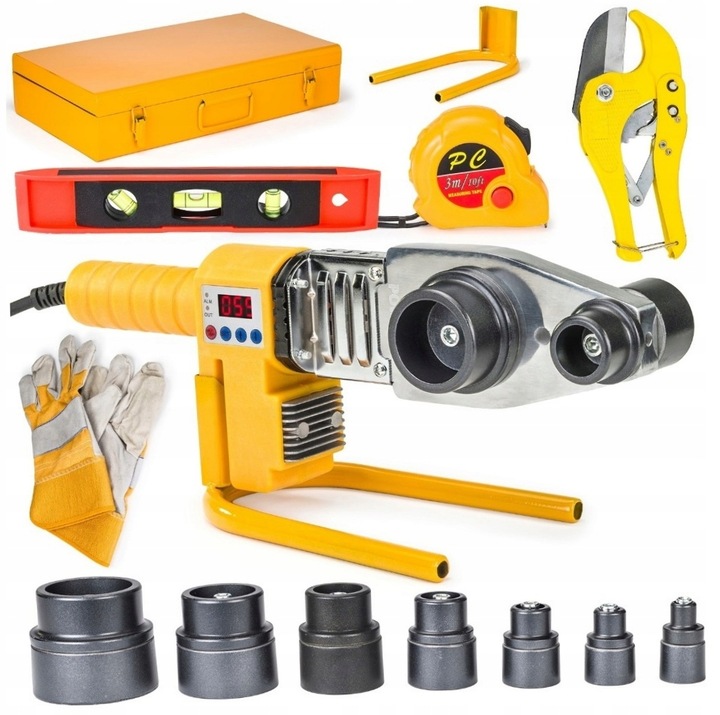 ZGRZEWARKA POLIFUZYJNA LCD DO RUR PCV PP 2800W 7-MATRYC 16-63 + WALIZKA