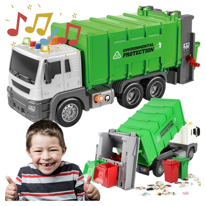 Śmieciarka DUŻA Ciężarówka Zabawka INTERAKTYWNA dla dzieci chłopca 3 latka