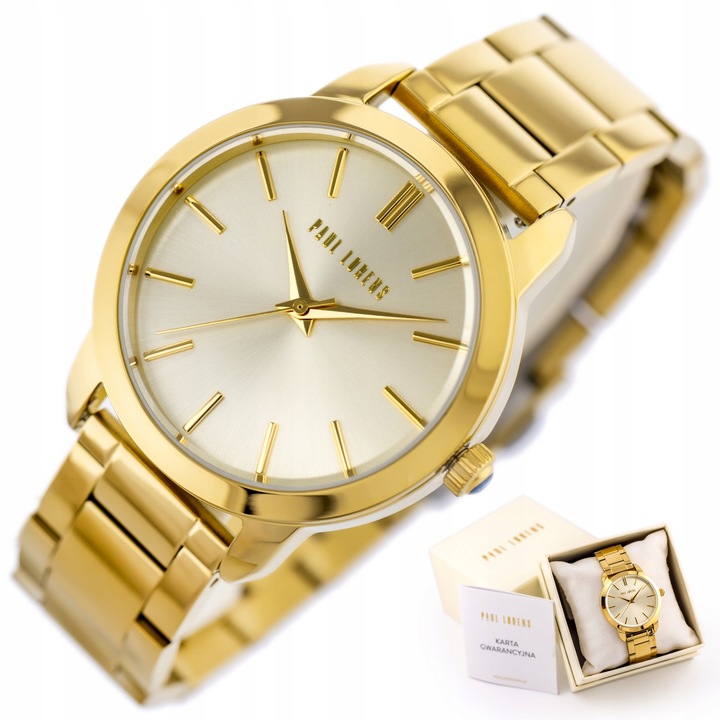 ZEGAREK DAMSKI PAUL LORENS ALICIA stalowy złoty +BOX GRAWER