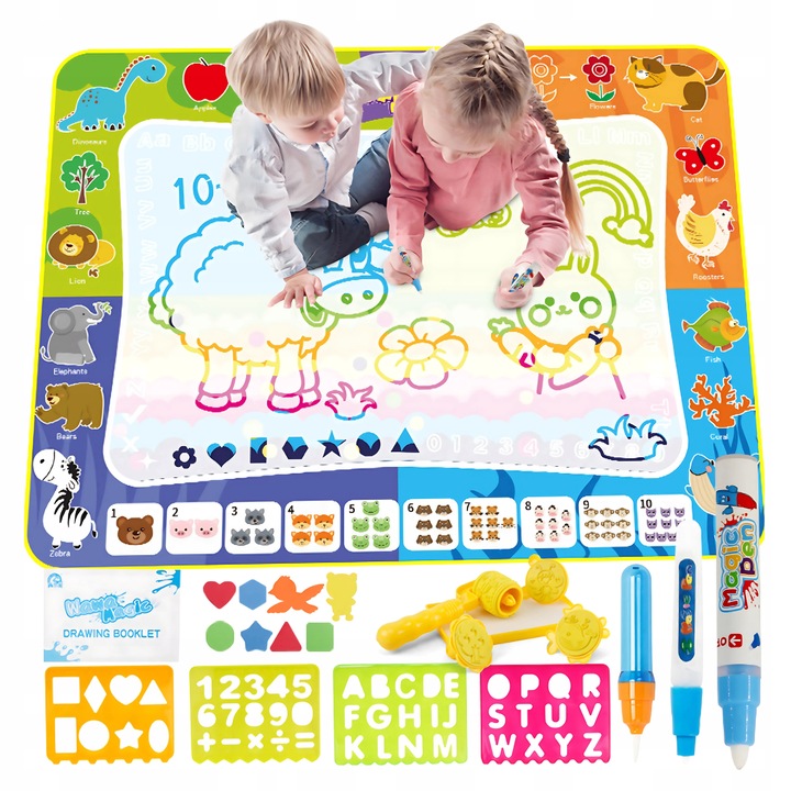 MATA WODNA DO MALOWANIA RYSOWANIA 120x90 PIECZĄTKI FORMY PISAKI ZESTAW XXL