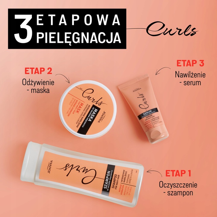 Zestaw 3x Joanna Curls do pielęgnacji włosów kręconych