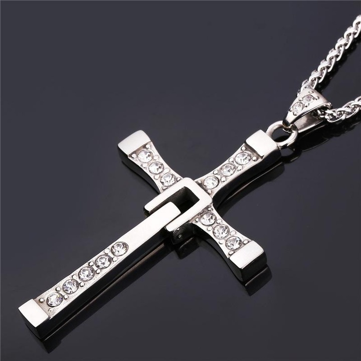 Naszyjnik KRZYŻ VIN DIESEL TORETTO18K STAL SREBRNY