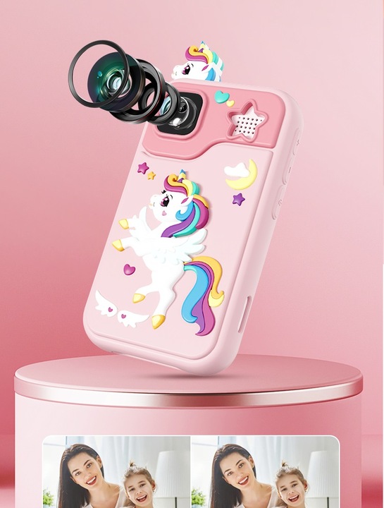 TELEFON DLA dzieci SMARTFON APARAT KAMERA D13 JEDNOROŻEC RÓŻOWY