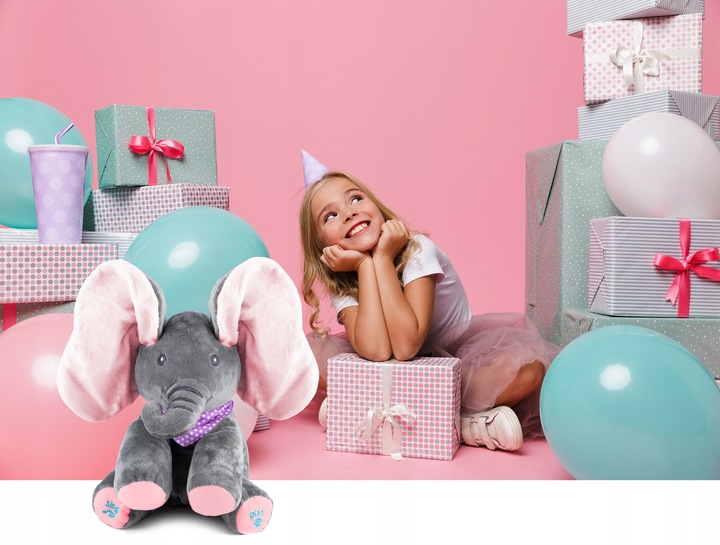 Słoń Pluszak Peek-A-Boo Zabawa W Chowanego Dla Dzieci Interaktywna Prezent