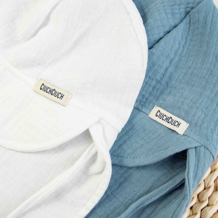 CZAPKA MUŚLINOWA Z OKAPEM czapeczka dziecięca z daszkiem na słońce 44-46