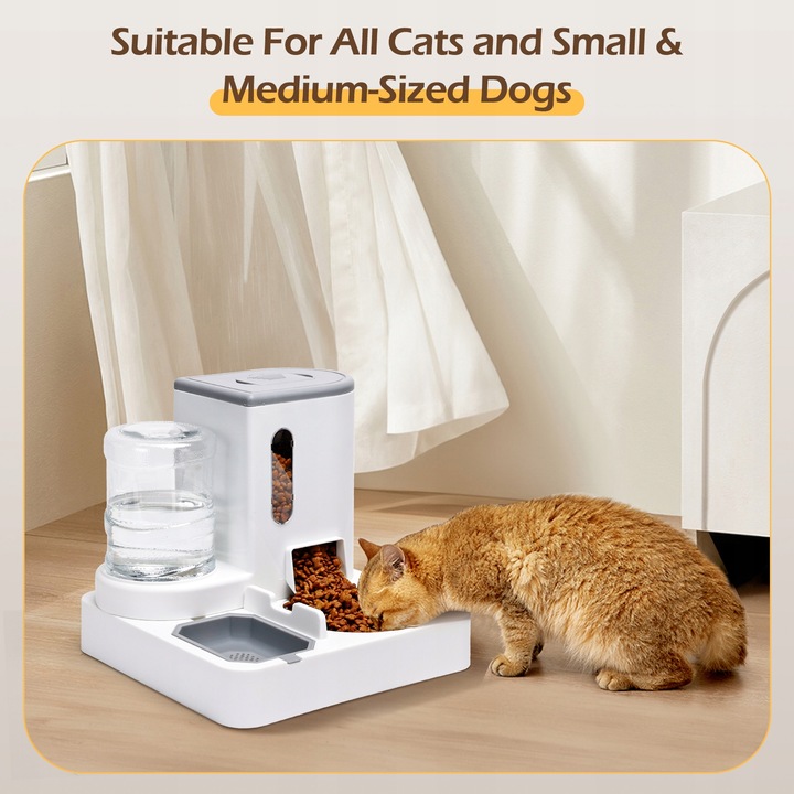AUTOMATYCZNY PODAJNIK WODY I KARMY MISKA DLA KOTA I PSA DOZOWNIK 2W1 SZARY