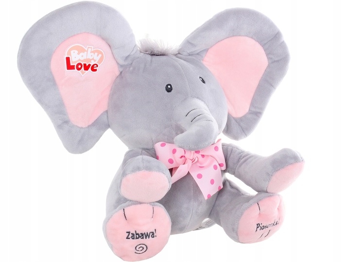 INTERAKTYWNY RÓŻOWY SŁONIK A KUKU RUSZA USZAMI ŚPIEWA I MÓWI PO POLSKU