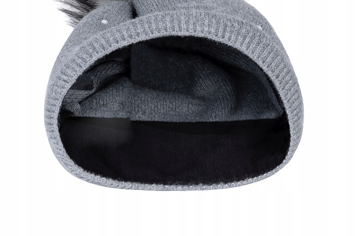 Zimowa CZAPKA CIEPŁA pompon i polar Woolk Verona