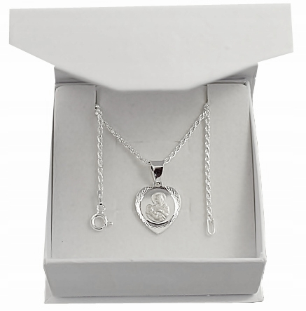 Łańcuszek Srebrny Damski Corda z Medalikiem Serduszko pr 925 Grawer Gratis