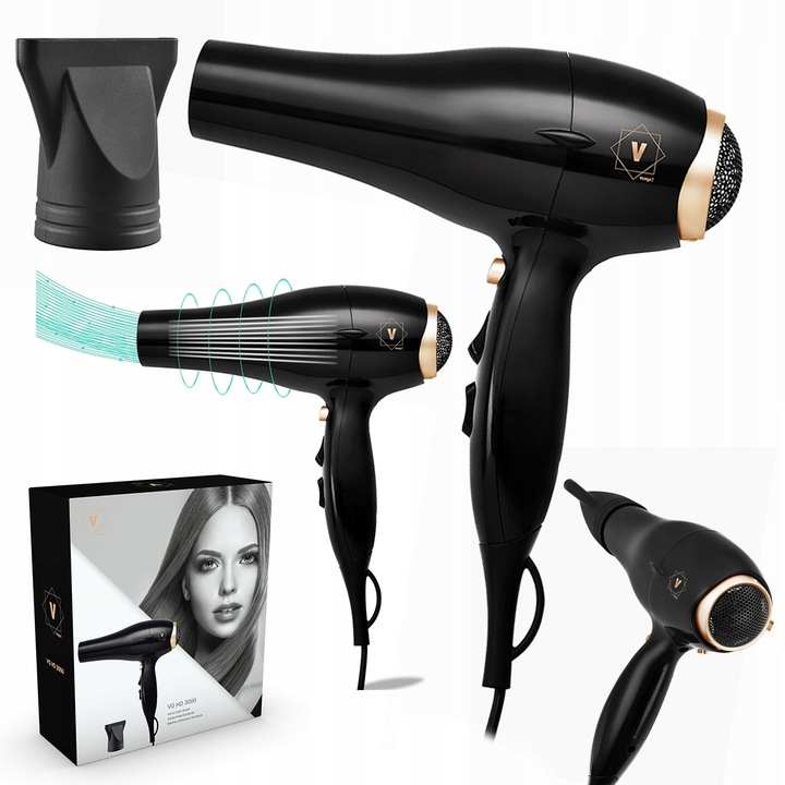 SUSZARKA DO WŁOSÓW HD3000 JONIZACJA DUŻA LEKKA 2000W 3 TEMP Koncentrator