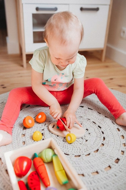 Owoce Warzywa W skrzynce Zestaw na rzep Drewniany Do krojenia Dla dzieci 3+