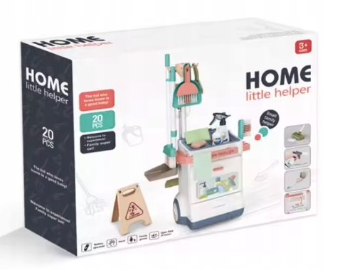 ZABAWKOWY WÓZEK DO SPRZĄTANIA DLA DZIECI ZESTAW ODKURZACZ AKCESORIA