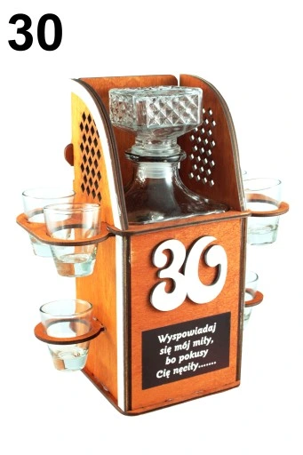 Karafka na alkohol 6 kieliszków kieliszki prezent URODZINY 18-99 WZORY