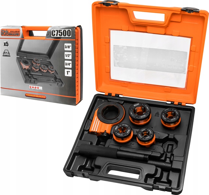 RICHMANN GWINTOWNICA RĘCZNA NARZYNKI DO RUR 4 GŁOWICE 5el 3/8" 3/4" 1/2" 1"