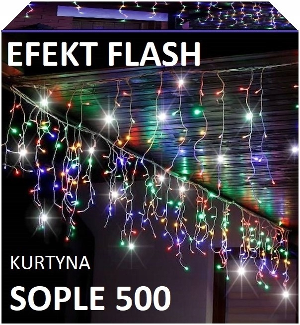 SOPLE FLASH 500 LED ZEWNĘTRZNE MULTIKOLOR KOLOROWE lampki z Flashem