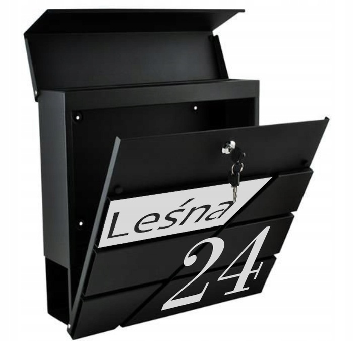 SKRZYNKA NA LISTY POCZTOWA Z NUMEREM DOMU ADRESEM DUŻA GAZETY Z NAPISEM