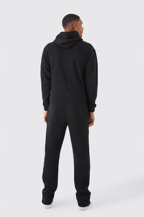 CZARNA BLUZA DRESOWA Z KAPTUREM KANGURKA OVERSIZE NADRUK BOOHOO M