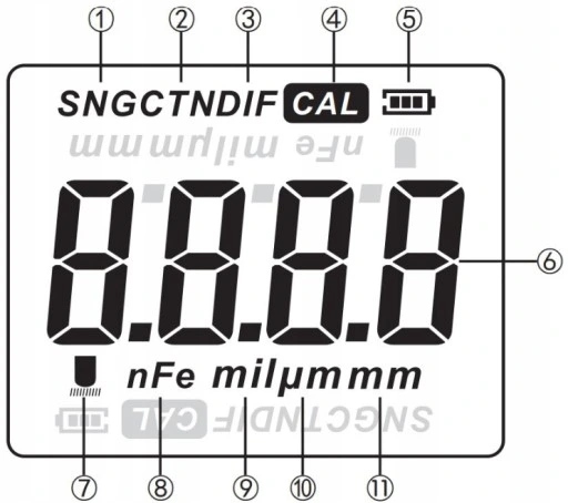MIERNIK TESTER CZUJNIK GRUBOŚCI POWŁOKI LAKIERU STAL ALUMINIUM 0-1800 µm