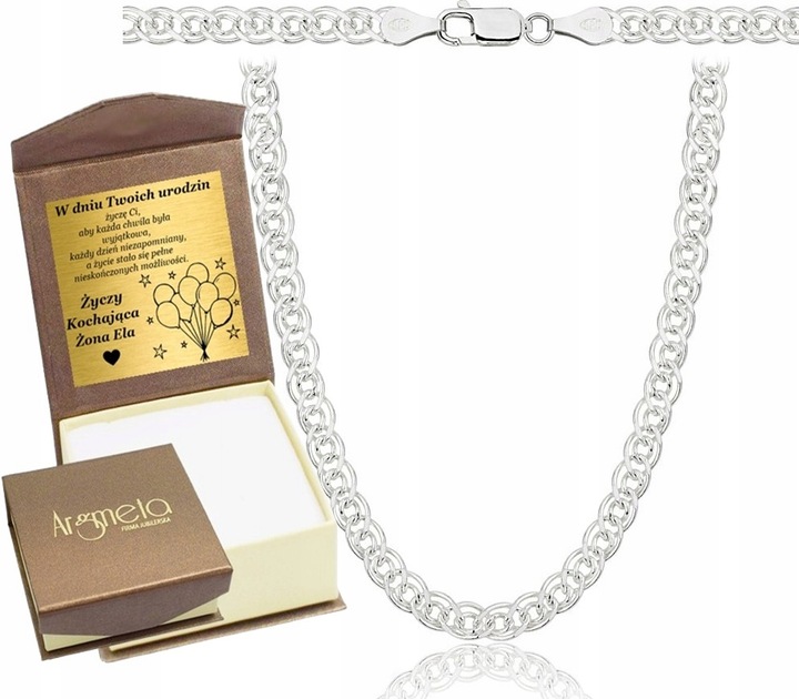 Srebrny Łańcuszek Męski Nonna MONALIZA Pełna Diamentowana 5 mm Srebro 925