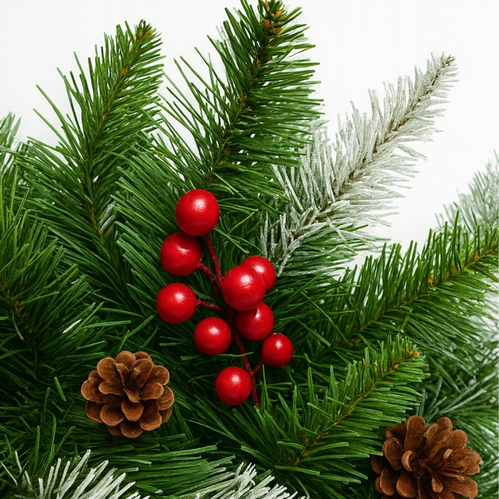 WIENIEC ŚWIĄTECZNY STROIK NA ŚWIĘTA Z OZDOBAMI JARZĘBINA SZYSZKA gęsty XXL