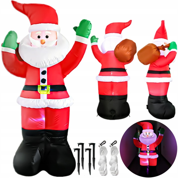 ELEKTRYCZNIE DMUCHANY MIKOŁAJ DEKORACJA ŚWIĄTECZNA LED OZDOBA OGRODOWA 180