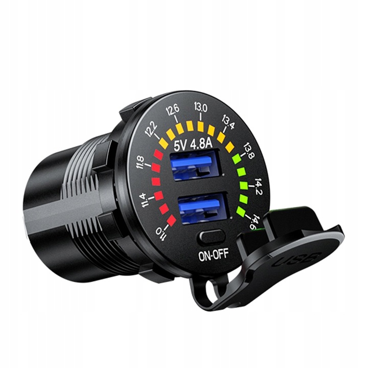 ŁADOWARKA SAMOCHÓD 2x USB 4.8A WOLTOMIERZ MIERNIK