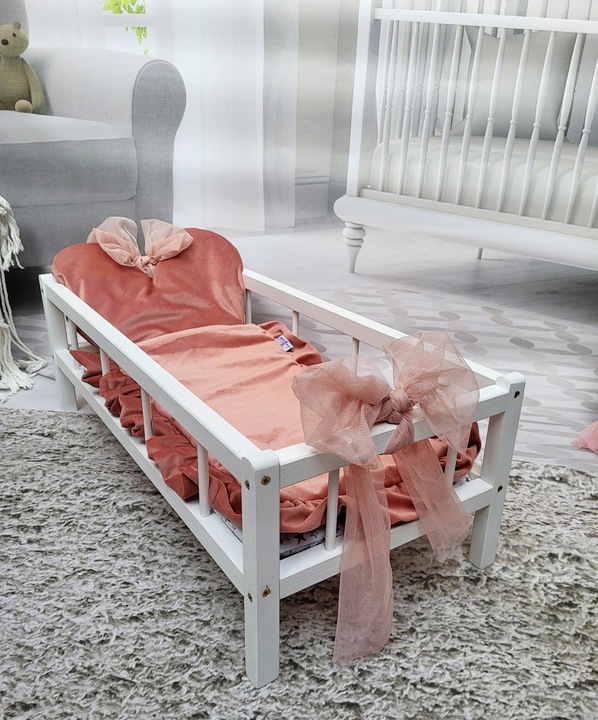 2w1 Łóżeczko – Kołyska XXL duże dla lalek z 3 elementową pościelą PL