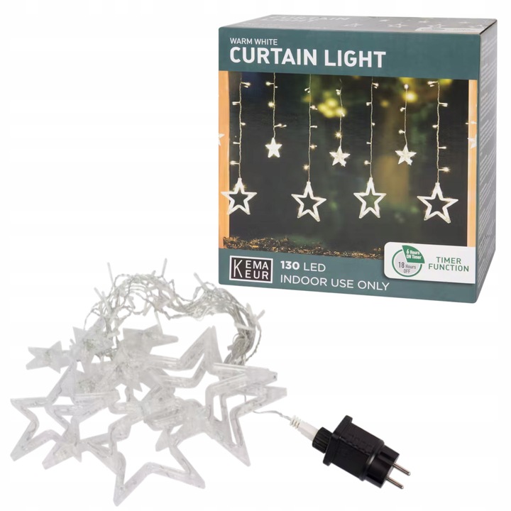 Kurtyna świetlna Lampki 2M gwiazdki 130LED światełka w okno oświetlenie