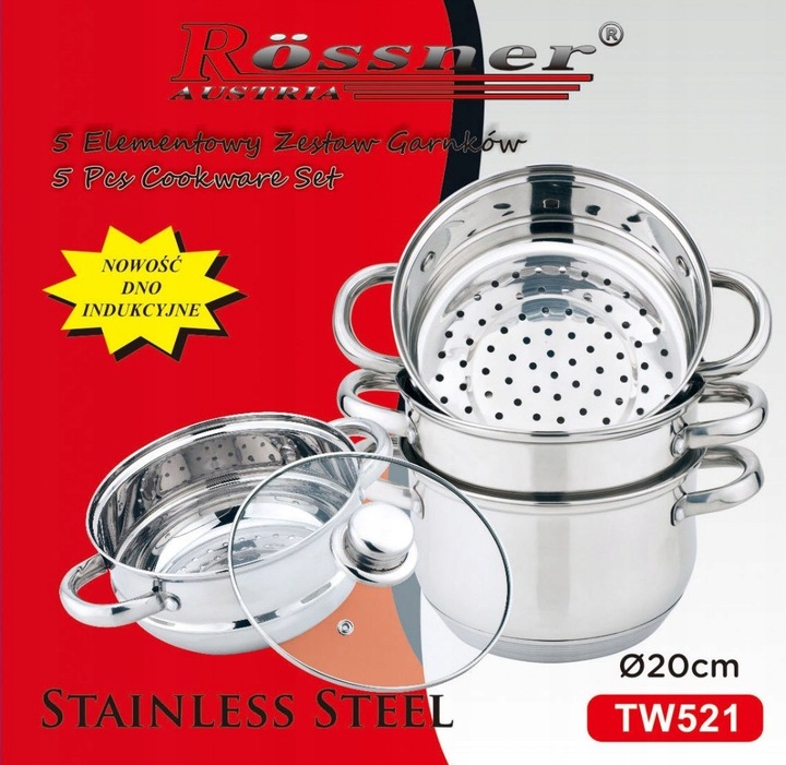 Garnki do Gotowania na Parze Parowar 5elm 3L. 20cm