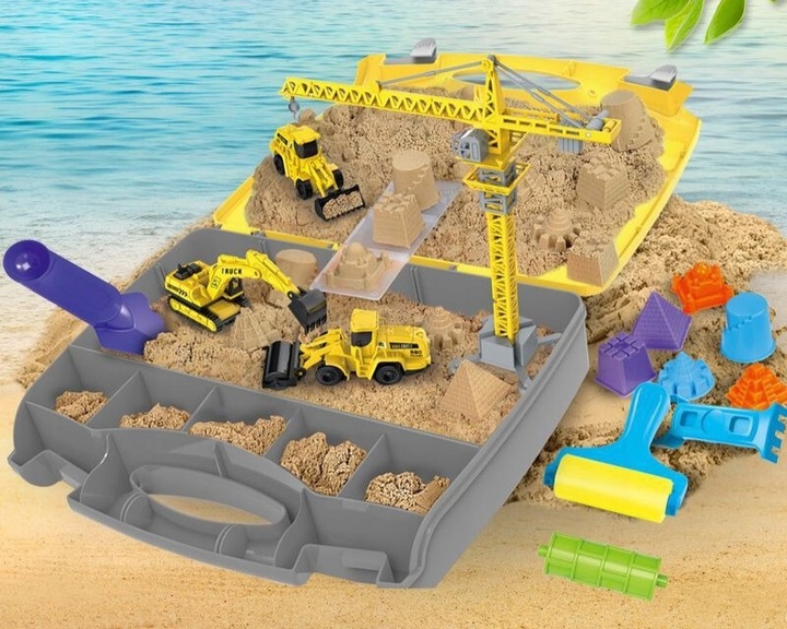 Zestaw Konstrukcyjny Dźwig Piasek Kinetyczny Pojazdy Budowlane dla Dzieci