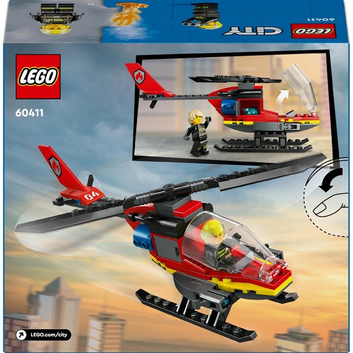 LEGO City Straż Pożarna 60411 Strażacki Helikopter Ratunkowy Armatki Wodne