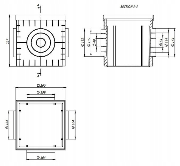 Studzienka podwórzowa 30x30 cm z koszem ruszt plastikowy 1,5t z wpustem