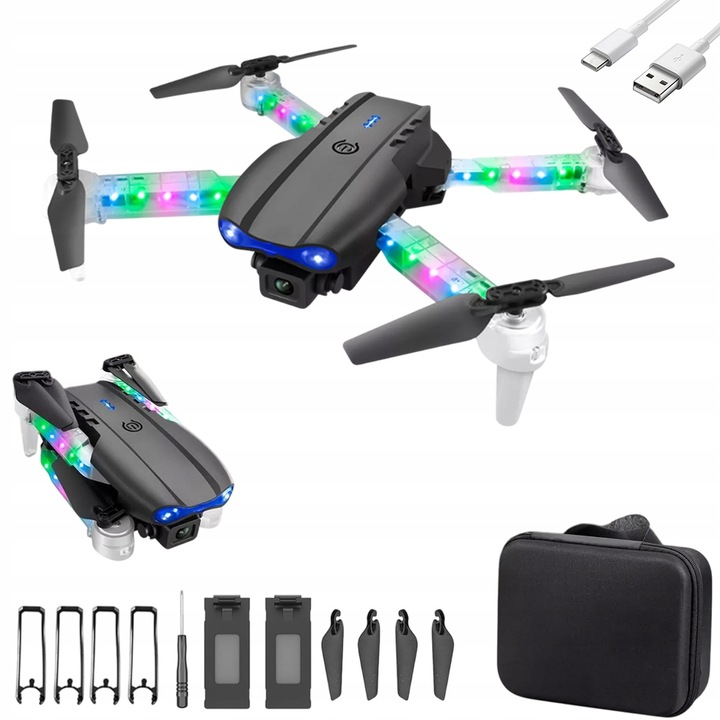 E99D DRON Z PODWÓJNE KAMERY ZABAWKA SKŁADANIE CZTEROOSIOWE WYSOKA JAKOŚĆ