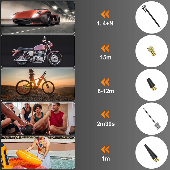 KOMPRESOR SAMOCHODOWY POMPKA DO ROWERU AKUMULATOR 6000 MAH