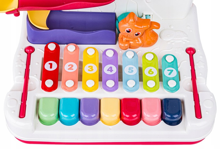 Interaktywny Tor kulkowy GRA MAGNETYCZNA NAKARM PTASZKA CYMBAŁKI PIANINO