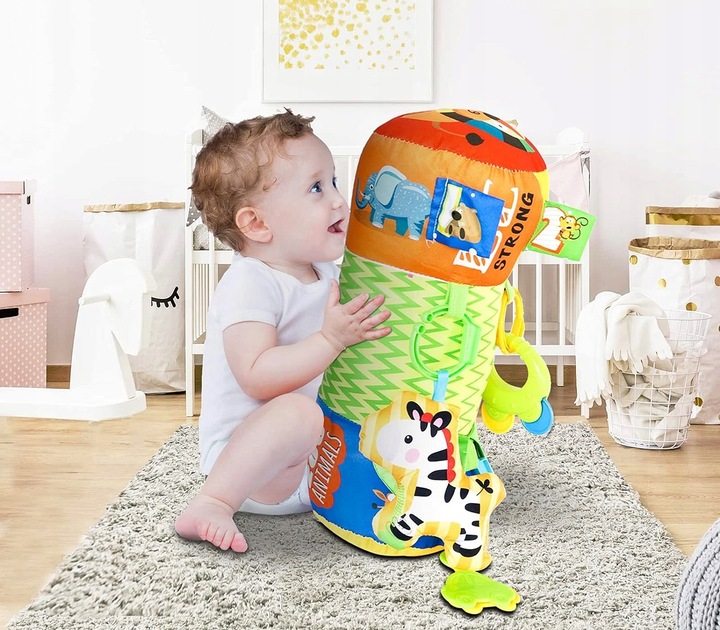 WAŁEK do RACZKOWANIA poduszka dla niemowląt WALEC grzechotki gryzak metki