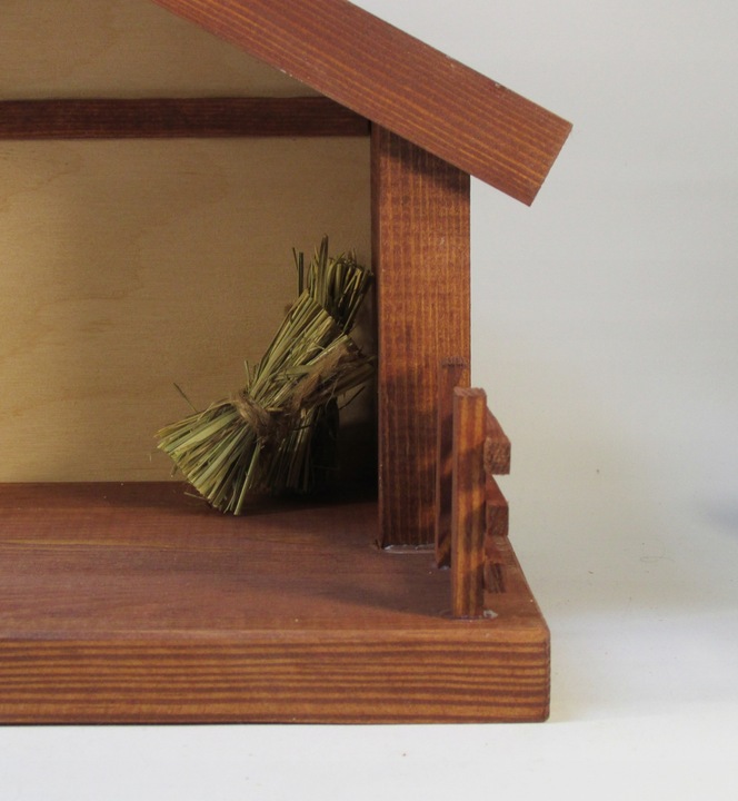 Szopka bożonarodzeniowa sosnowa +oświetlenie led brązowa